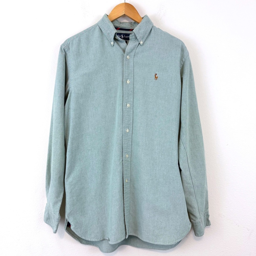 Ralph Lauren Classic Fit Oxford Shirt Mens M Sage Green Button Down Long Sleeve